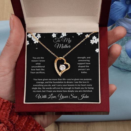 Customizable Card Forever Love Heart Necklace - Mom